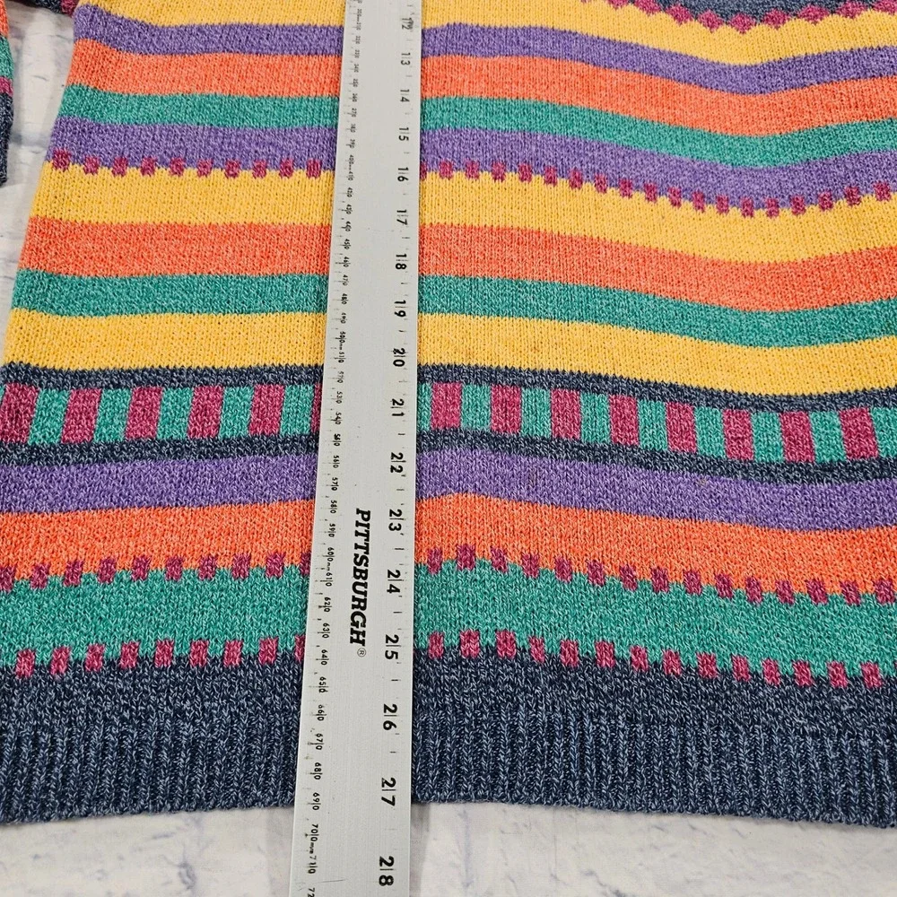 The Sweater Shop Knit Sweater Mens S/M Multicolor 90s Striped VINTAGE UK - Picture 3 of 16